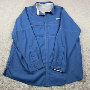 Columbia Omni Shade PFG Long Sleeve Shirt Men's 2XL Blue